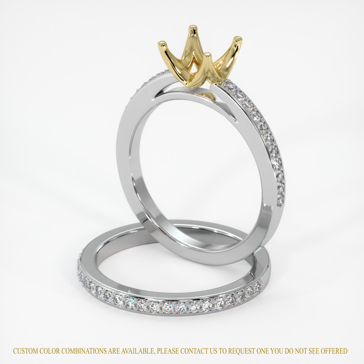 14K Yellow & White Pave Ring Setting