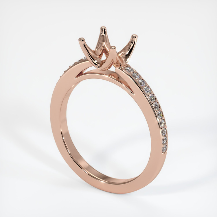 14K Rose Gold Pave Ring Setting