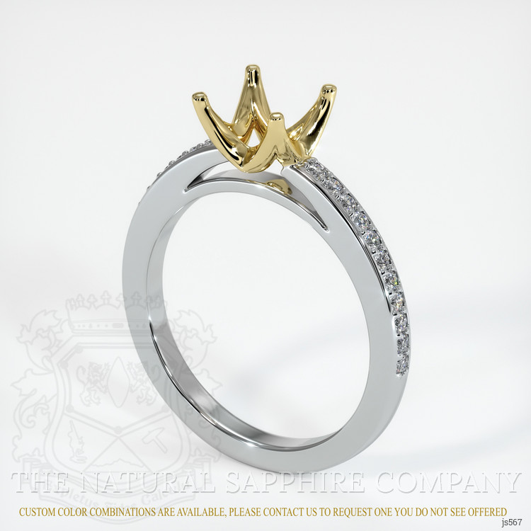 14K Yellow & White Pave Ring Setting