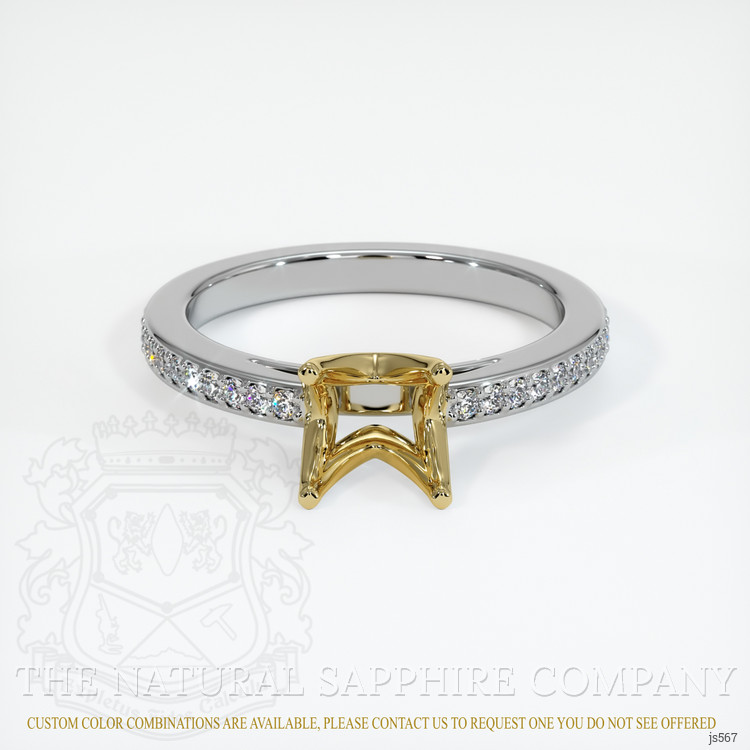 14K Yellow & White Pave Ring Setting