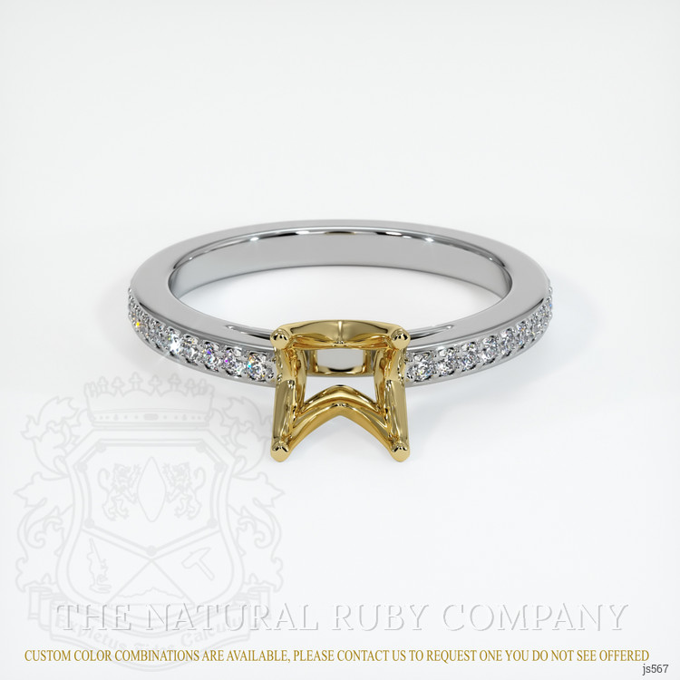 14K Yellow & White Pave Ring Setting