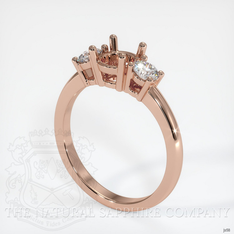 14K Rose Gold Three Stone Ring Setting