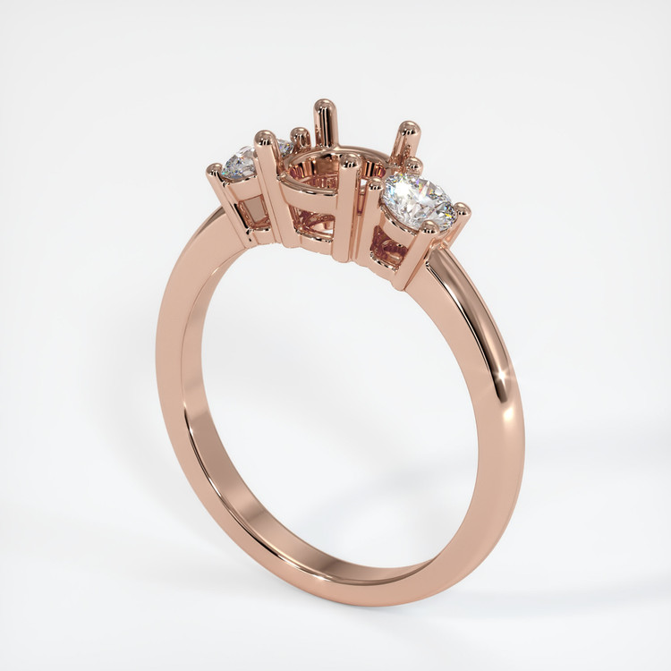14K Rose Gold Three Stone Ring Setting