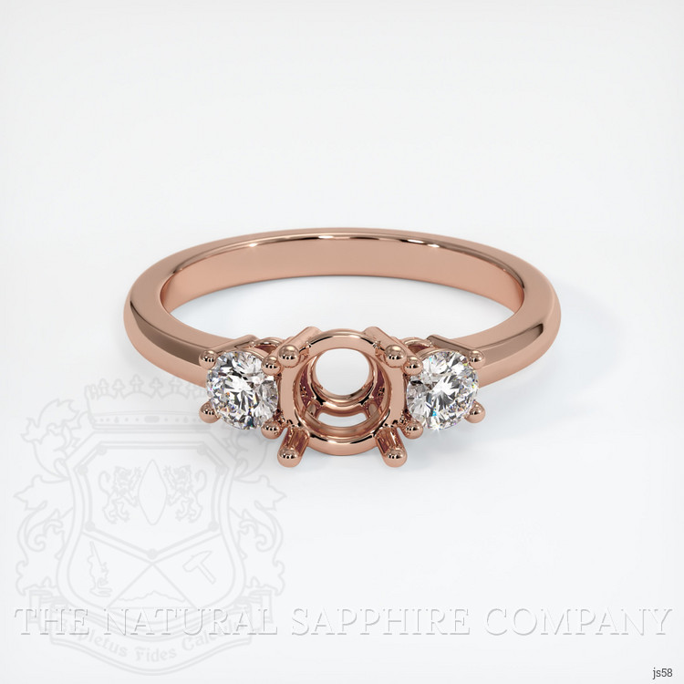 14K Rose Gold Three Stone Ring Setting