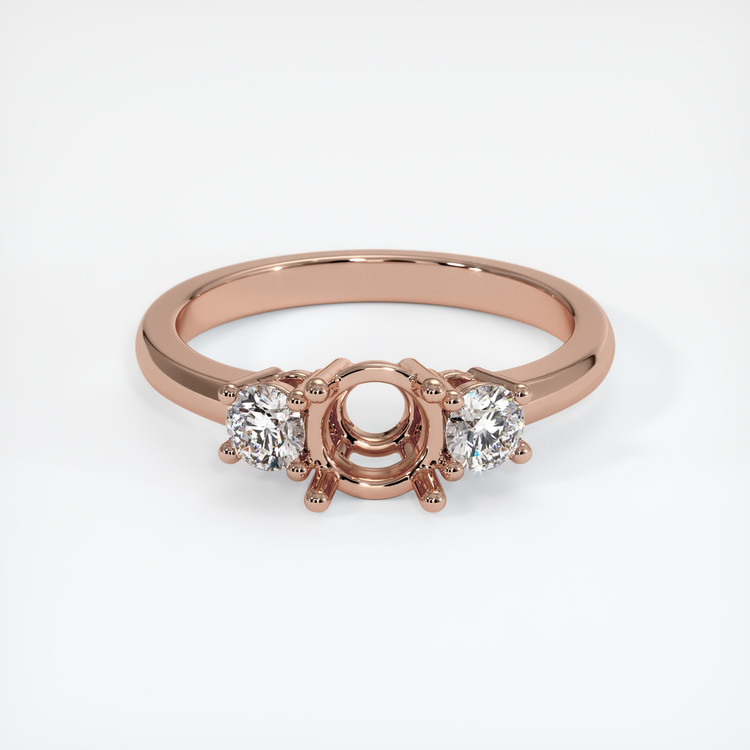 14K Rose Gold Three Stone Ring Setting