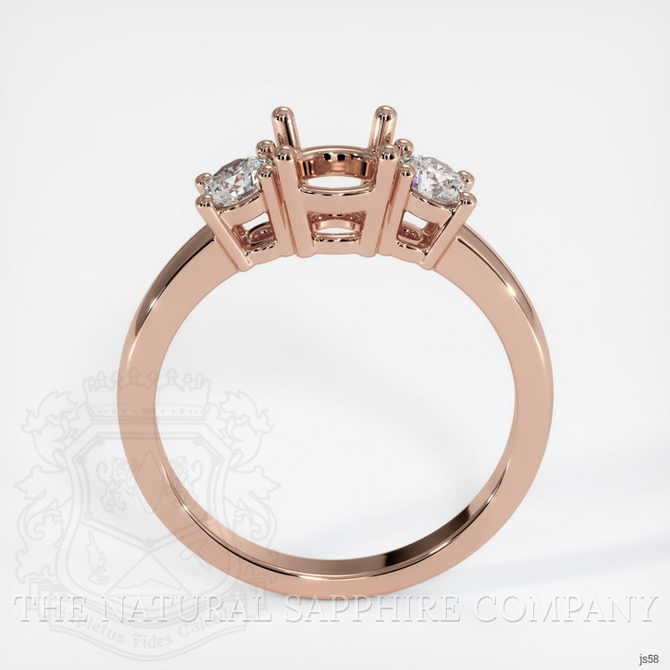 14K Rose Gold Three Stone Ring Setting