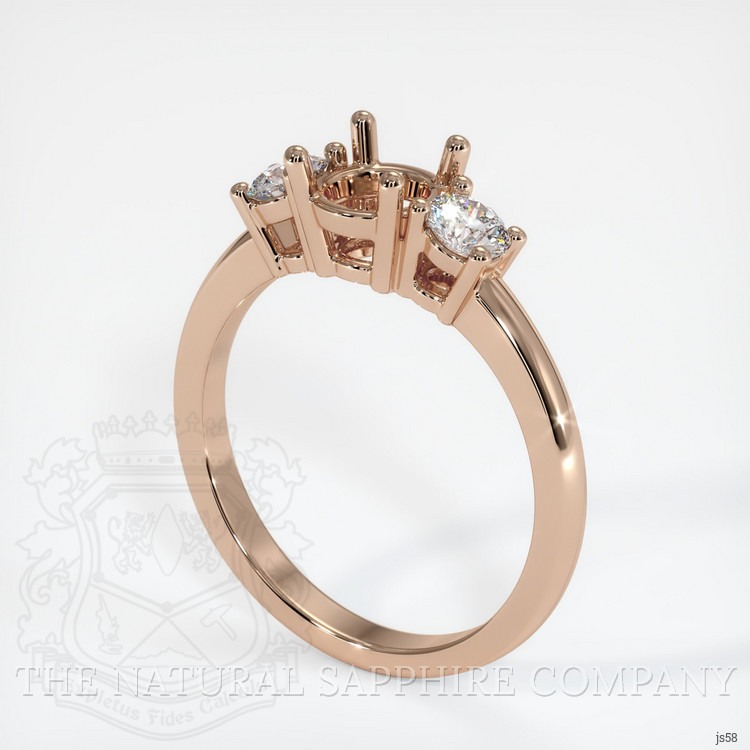 18K Rose Gold Three Stone Ring Setting