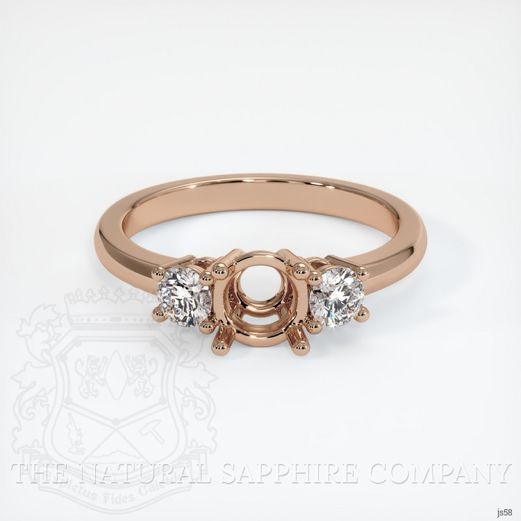 18K Rose Gold Three Stone Ring Setting
