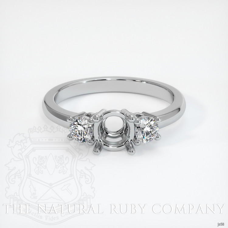 14K White Gold Three Stone Ring Setting
