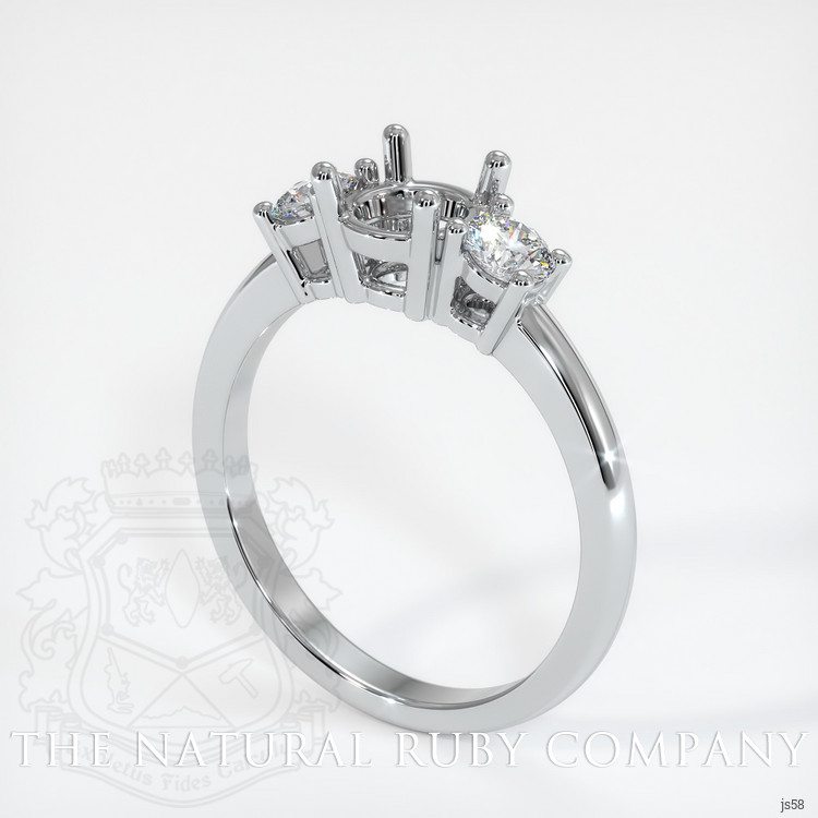 18K White Gold Three Stone Ring Setting