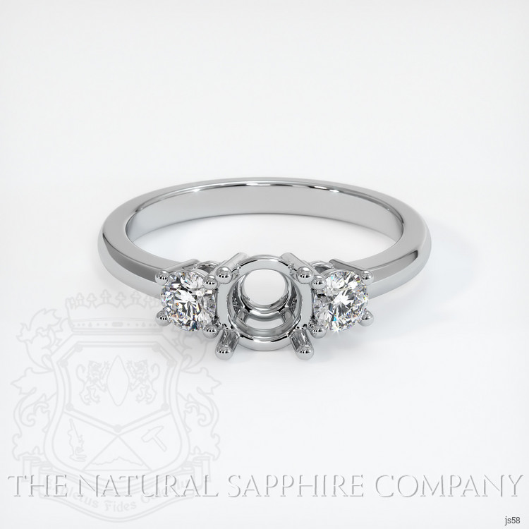 18K White Gold Three Stone Ring Setting
