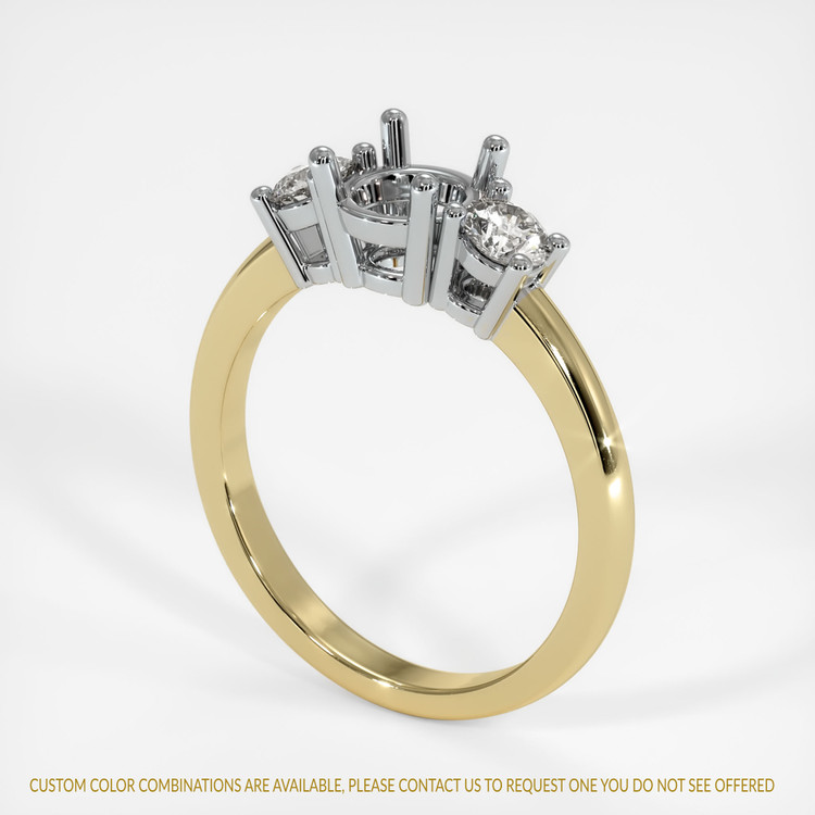 14K White & Yellow Three Stone Ring Setting
