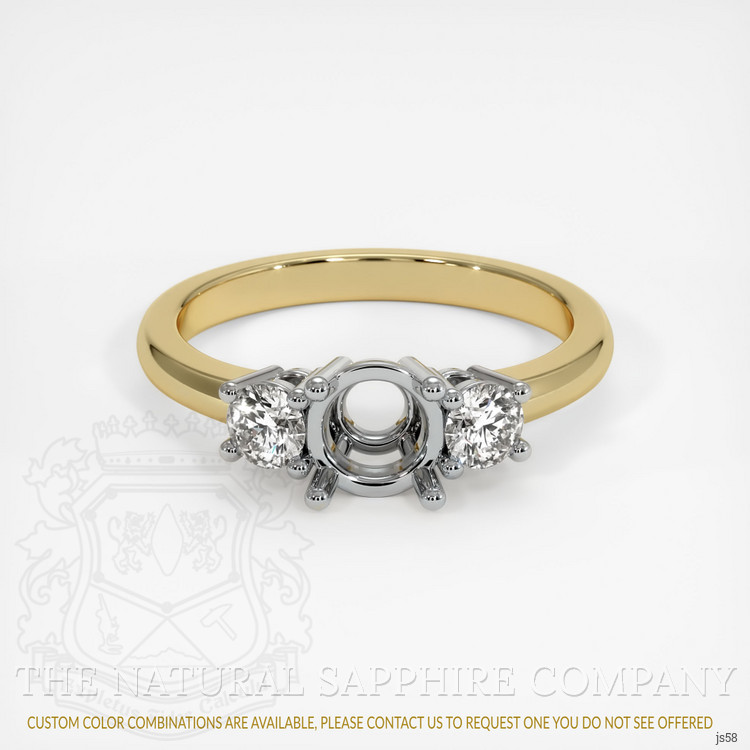 14K White & Yellow Three Stone Ring Setting