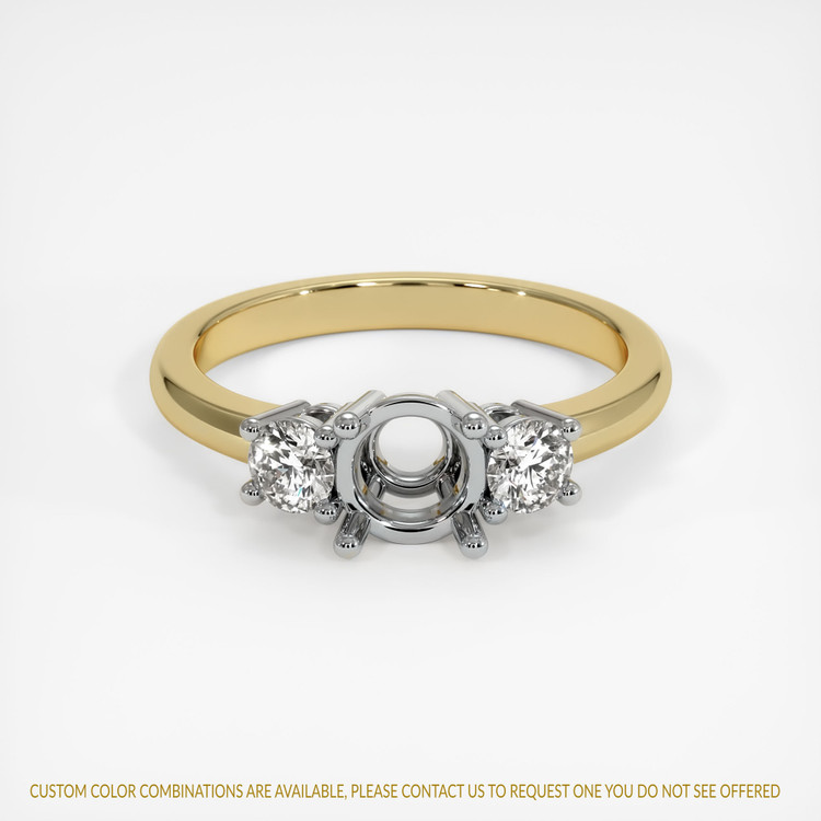 14K White & Yellow Three Stone Ring Setting
