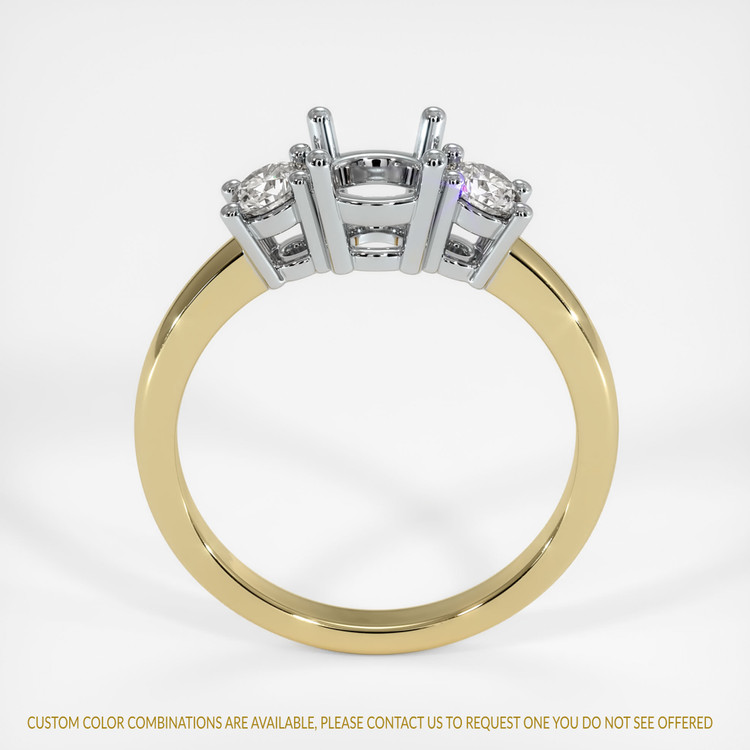 14K White & Yellow Three Stone Ring Setting