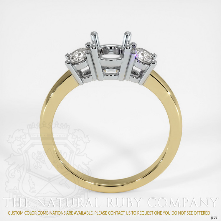 14K White & Yellow Three Stone Ring Setting