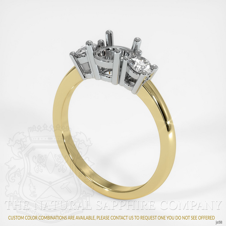 18K White & Yellow Three Stone Ring Setting