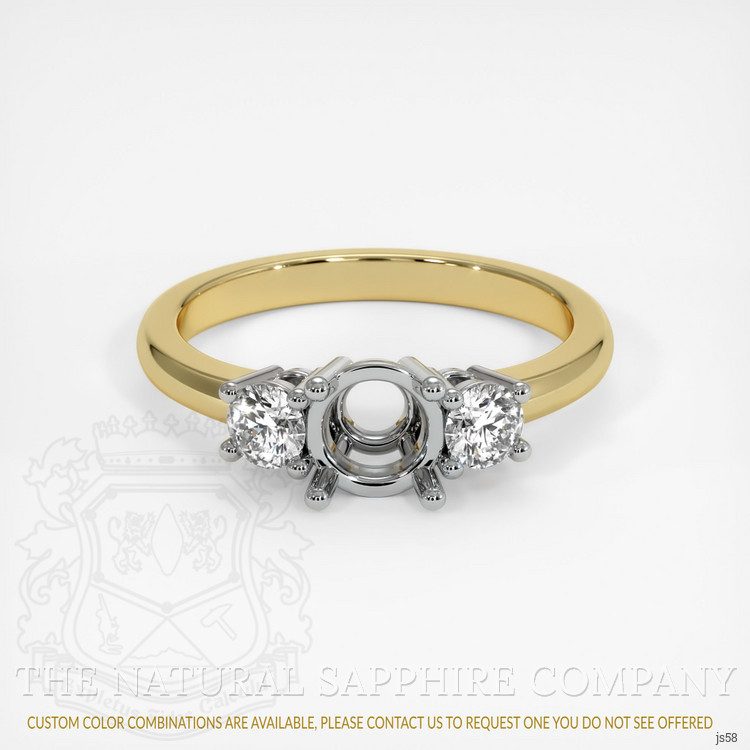 18K White & Yellow Three Stone Ring Setting