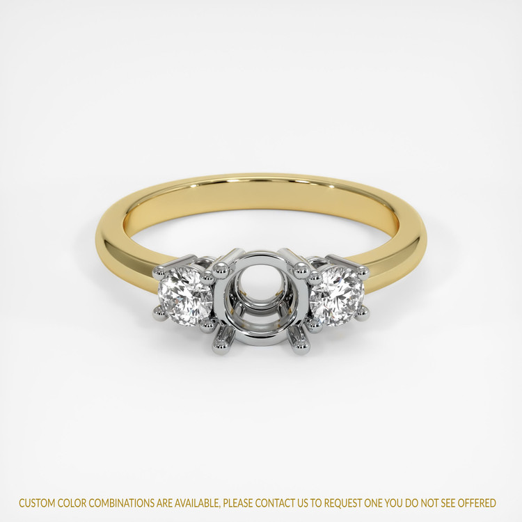18K White & Yellow Three Stone Ring Setting