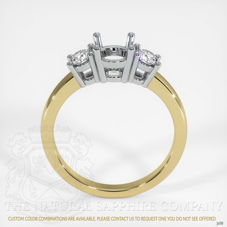 18K White & Yellow Three Stone Ring Setting