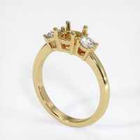 Three Stone Emerald Ring 0.98 Ct., 18K Yellow Gold Combination Setting