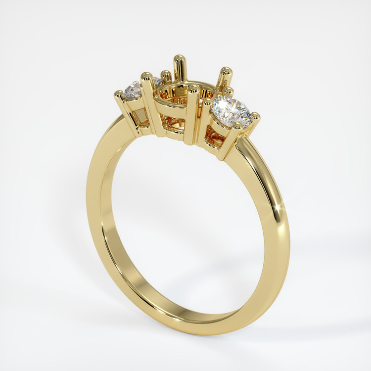 18K Yellow Gold Three Stone Ring Setting