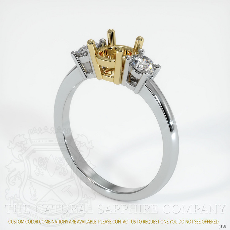 14K Yellow & White Three Stone Ring Setting