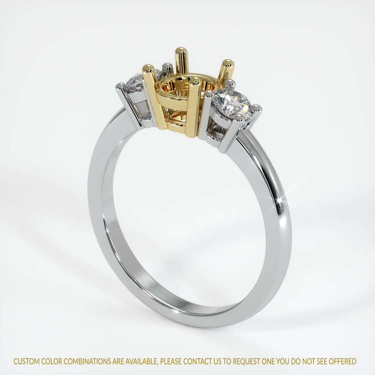 14K Yellow & White Three Stone Ring Setting