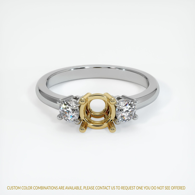 14K Yellow & White Three Stone Ring Setting