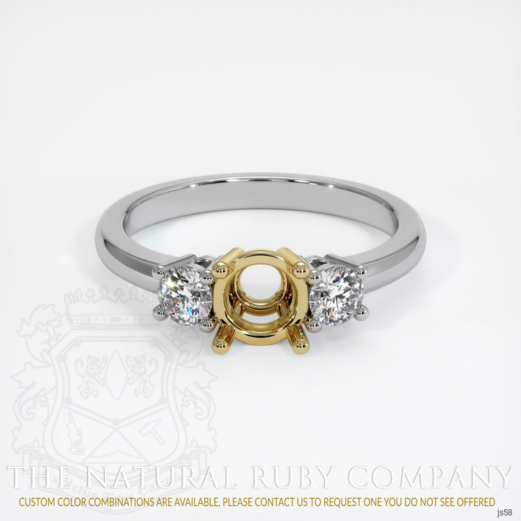 14K Yellow & White Three Stone Ring Setting
