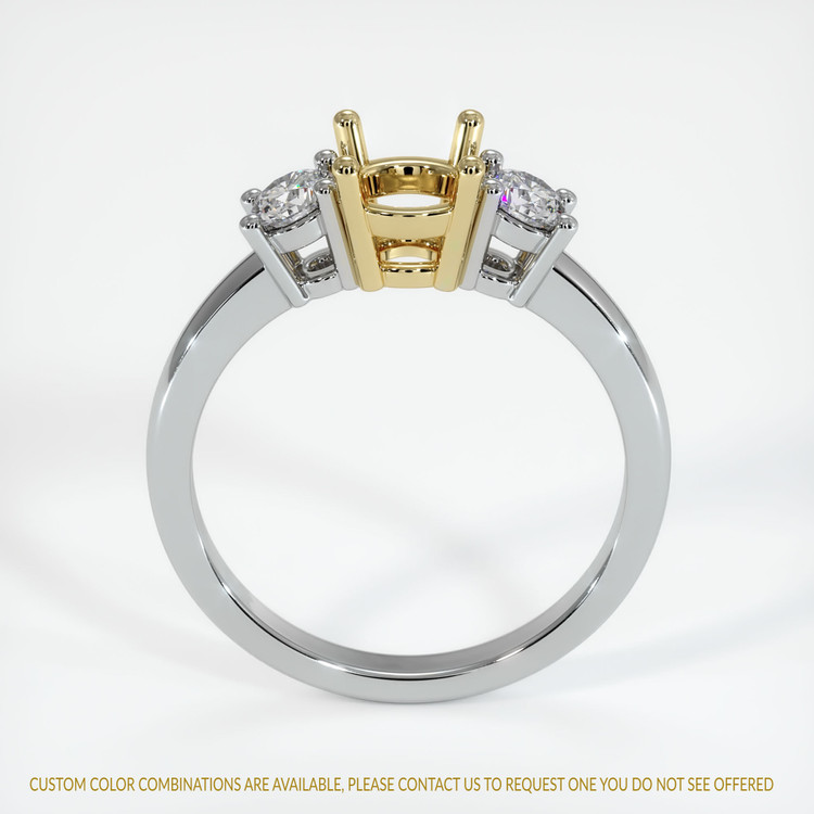 14K Yellow & White Three Stone Ring Setting