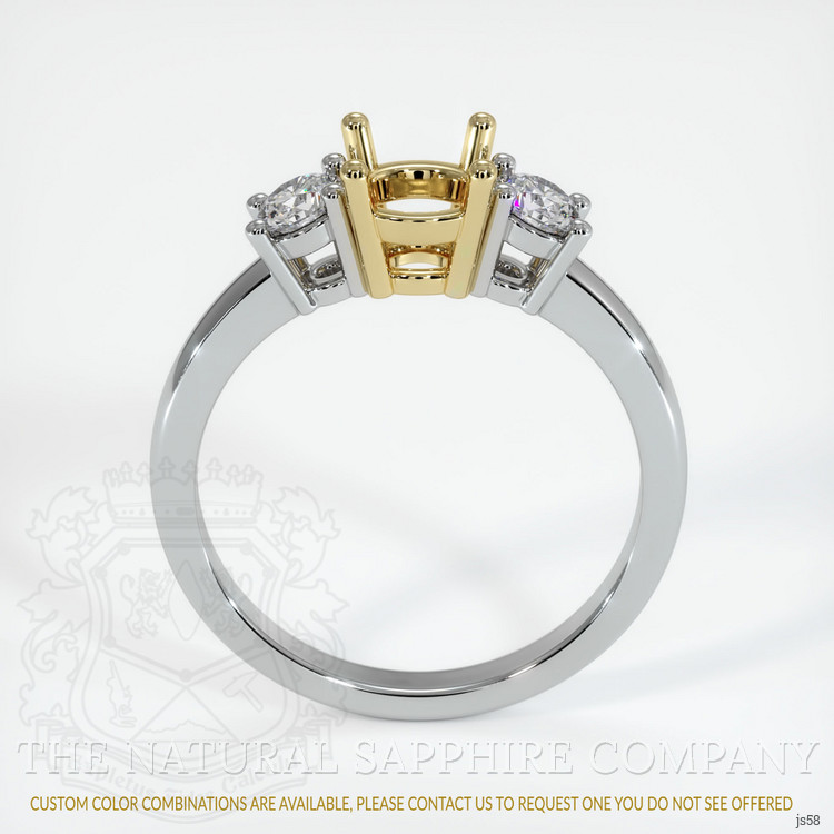 14K Yellow & White Three Stone Ring Setting