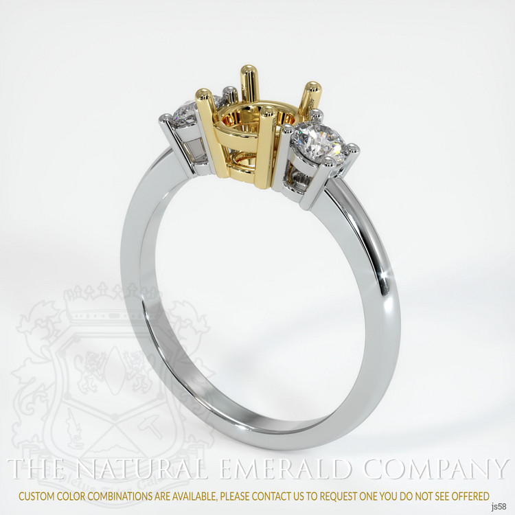 18K Yellow & White Three Stone Ring Setting