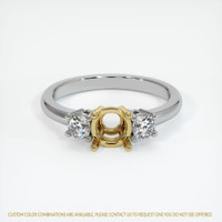 18K Yellow & White Three Stone Ring Setting Image