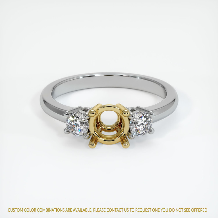 18K Yellow & White Three Stone Ring Setting