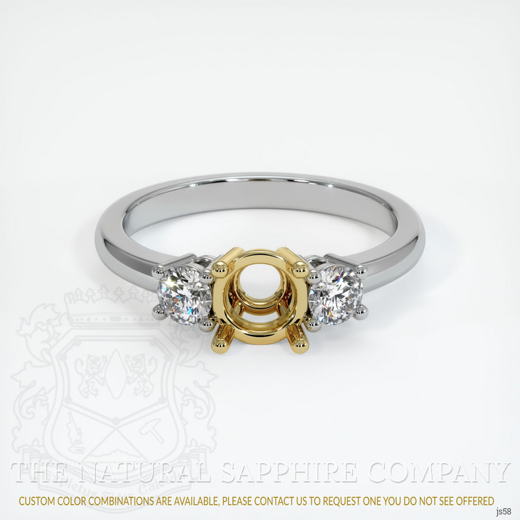 18K Yellow & White Three Stone Ring Setting