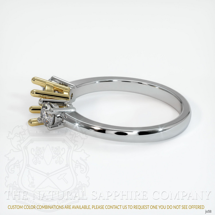 18K Yellow & White Three Stone Ring Setting