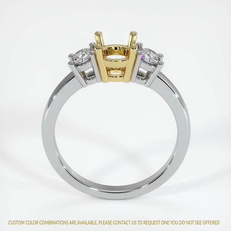 18K Yellow & White Three Stone Ring Setting