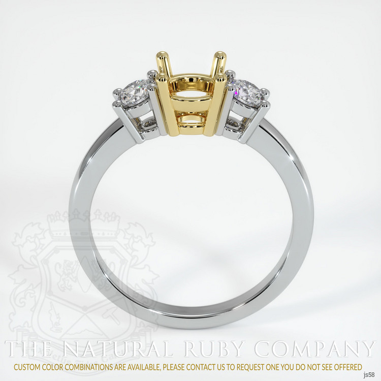 18K Yellow & White Three Stone Ring Setting