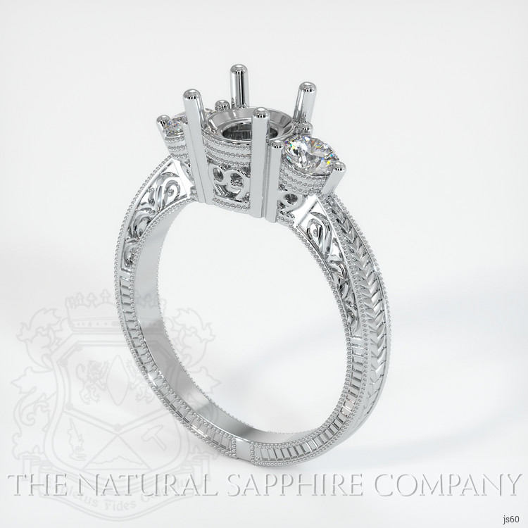 Antique Style Ruby Ring 4.22 Ct., 14K White Gold
