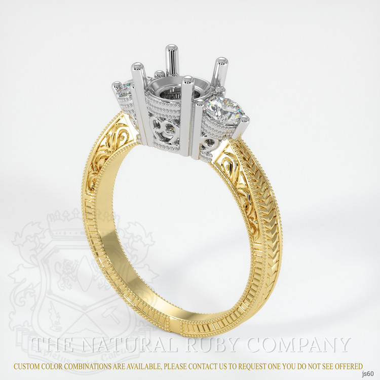 14K White & Yellow Antique Style Ring Setting