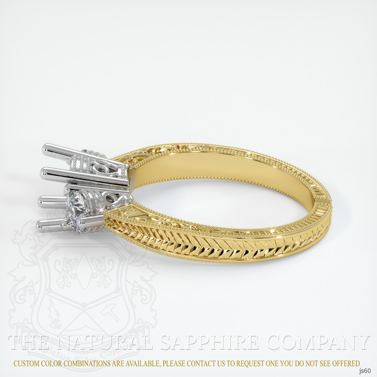 14K White & Yellow Antique Style Ring Setting
