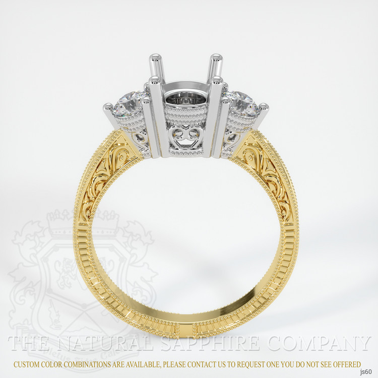 14K White & Yellow Antique Style Ring Setting