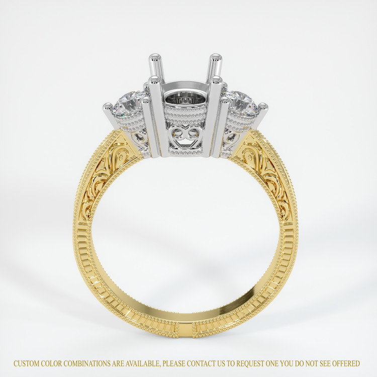 14K White & Yellow Antique Style Ring Setting