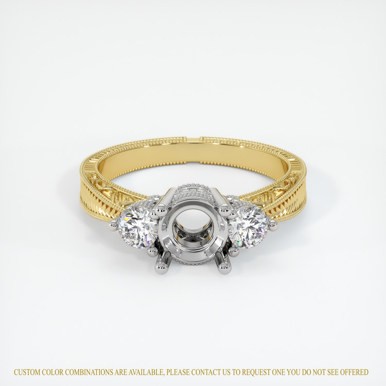 18K White & Yellow Antique Style Ring Setting