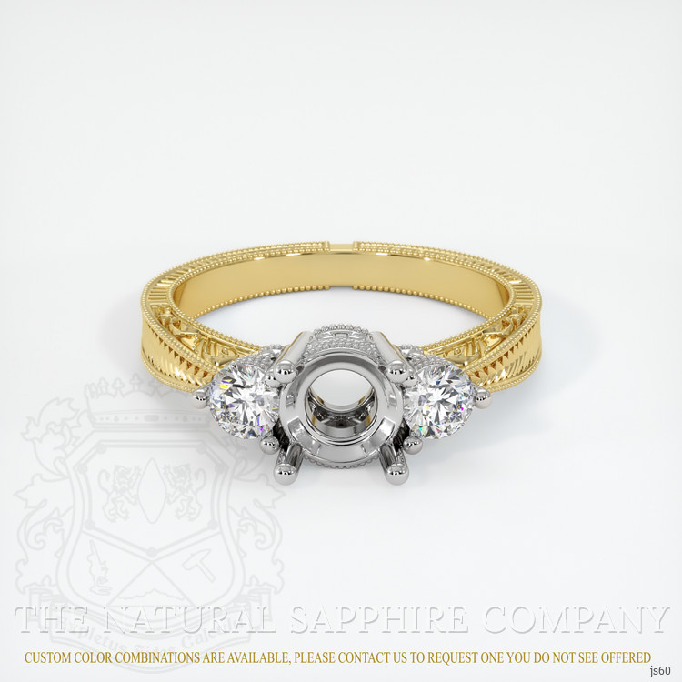 18K White & Yellow Antique Style Ring Setting