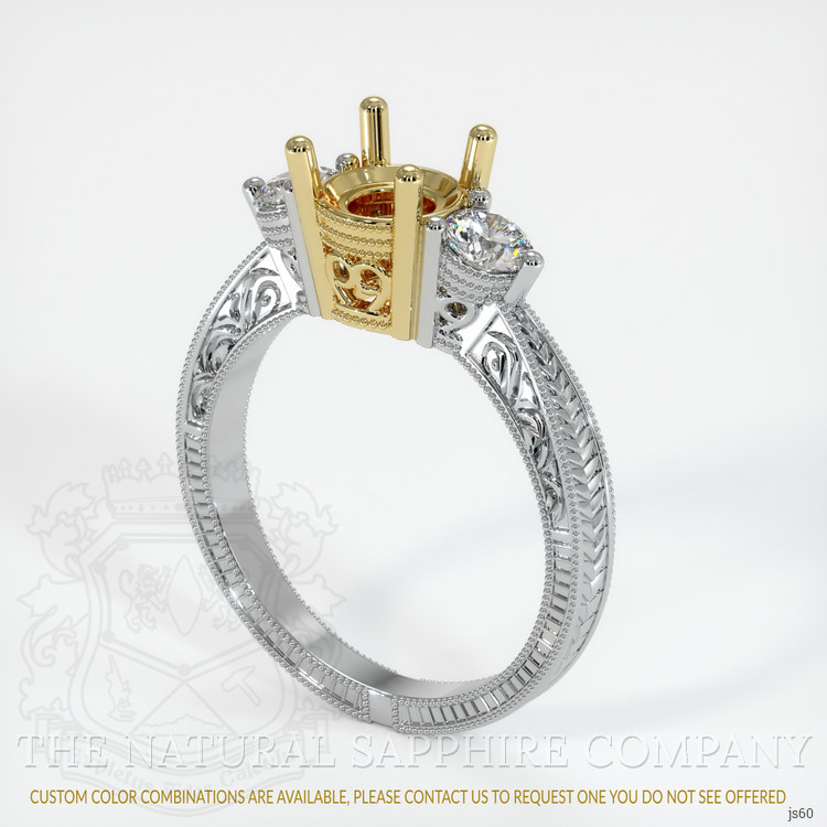 14K Yellow & White Antique Style Ring Setting