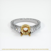 14K Yellow & White Antique Style Ring Setting Image