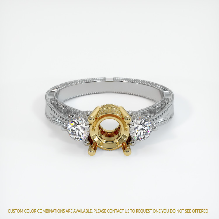 14K Yellow & White Antique Style Ring Setting