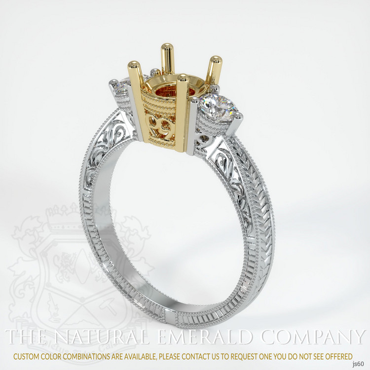 18K Yellow & White Antique Style Ring Setting